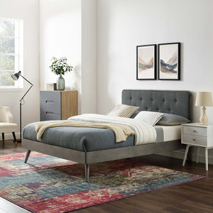 ModwayModway Bridgette Full Wood Platform Bed With Splayed Legs MOD-6646 MOD-6646-GRY-CHA- BetterPatio.com