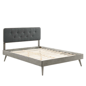 ModwayModway Bridgette Full Wood Platform Bed With Splayed Legs MOD-6646 MOD-6646-GRY-CHA- BetterPatio.com