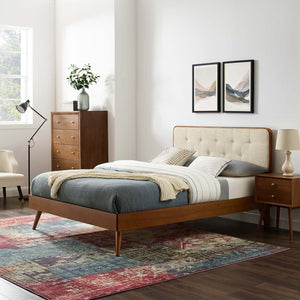 ModwayModway Bridgette Full Wood Platform Bed With Splayed Legs MOD-6646 MOD-6646-WAL-BEI- BetterPatio.com