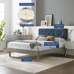 ModwayModway Bridgette King Wood Platform Bed With Angular Frame MOD-6644 MOD-6644-GRY-AZU- BetterPatio.com