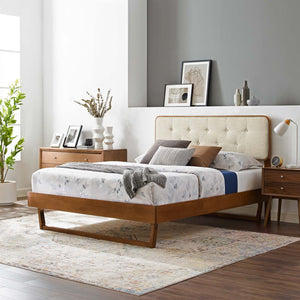 ModwayModway Bridgette King Wood Platform Bed With Angular Frame MOD-6644 MOD-6644-WAL-BEI- BetterPatio.com