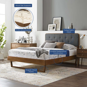 ModwayModway Bridgette King Wood Platform Bed With Angular Frame MOD-6644 MOD-6644-WAL-CHA- BetterPatio.com