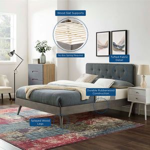 ModwayModway Bridgette King Wood Platform Bed With Splayed Legs MOD-6647 MOD-6647-GRY-CHA- BetterPatio.com