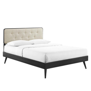 ModwayModway Bridgette Queen Wood Platform Bed With Splayed Legs MOD-6388 MOD-6388-BLK-BEI- BetterPatio.com