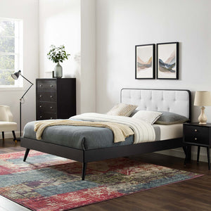 ModwayModway Bridgette Queen Wood Platform Bed With Splayed Legs MOD-6388 MOD-6388-BLK-WHI- BetterPatio.com