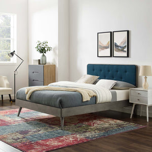 ModwayModway Bridgette Queen Wood Platform Bed With Splayed Legs MOD-6388 MOD-6388-GRY-AZU- BetterPatio.com