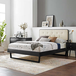 ModwayModway Bridgette Twin Wood Platform Bed With Angular Frame MOD-6645 MOD-6645-BLK-BEI- BetterPatio.com