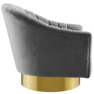 ModwayModway Buoyant Vertical Channel Tufted Accent Lounge Performance Velvet Swivel Chair EEI-3459 EEI-3459-GRY- BetterPatio.com