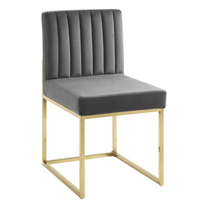 ModwayModway Carriage Channel Tufted Sled Base Performance Velvet Dining Chair EEI-3806 EEI-3806-GLD-CHA- BetterPatio.com