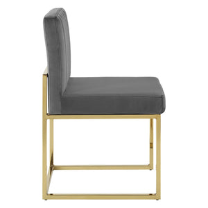 ModwayModway Carriage Channel Tufted Sled Base Performance Velvet Dining Chair EEI-3806 EEI-3806-GLD-CHA- BetterPatio.com