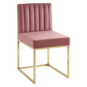 ModwayModway Carriage Channel Tufted Sled Base Performance Velvet Dining Chair EEI-3806 EEI-3806-GLD-DUS- BetterPatio.com