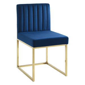 ModwayModway Carriage Channel Tufted Sled Base Performance Velvet Dining Chair EEI-3806 EEI-3806-GLD-NAV- BetterPatio.com