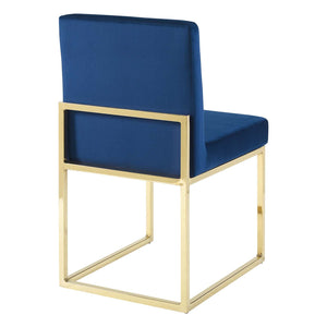 ModwayModway Carriage Channel Tufted Sled Base Performance Velvet Dining Chair EEI-3806 EEI-3806-GLD-NAV- BetterPatio.com