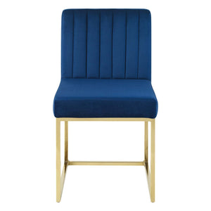 ModwayModway Carriage Channel Tufted Sled Base Performance Velvet Dining Chair EEI-3806 EEI-3806-GLD-NAV- BetterPatio.com