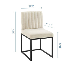 ModwayModway Carriage Channel Tufted Sled Base Upholstered Fabric Dining Chair EEI-3807 EEI-3807-BLK-BEI- BetterPatio.com
