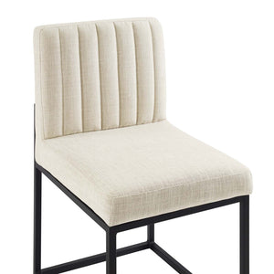 ModwayModway Carriage Channel Tufted Sled Base Upholstered Fabric Dining Chair EEI-3807 EEI-3807-BLK-BEI- BetterPatio.com