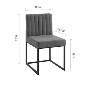ModwayModway Carriage Channel Tufted Sled Base Upholstered Fabric Dining Chair EEI-3807 EEI-3807-BLK-CHA- BetterPatio.com