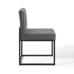 ModwayModway Carriage Channel Tufted Sled Base Upholstered Fabric Dining Chair EEI-3807 EEI-3807-BLK-CHA- BetterPatio.com