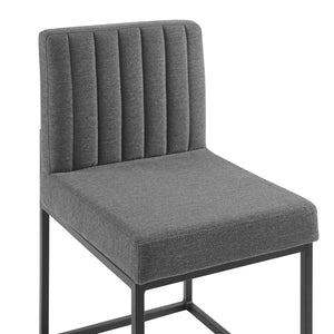 ModwayModway Carriage Channel Tufted Sled Base Upholstered Fabric Dining Chair EEI-3807 EEI-3807-BLK-CHA- BetterPatio.com