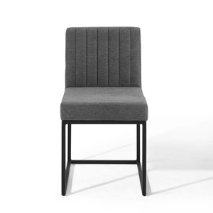 ModwayModway Carriage Channel Tufted Sled Base Upholstered Fabric Dining Chair EEI-3807 EEI-3807-BLK-CHA- BetterPatio.com