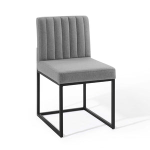 ModwayModway Carriage Channel Tufted Sled Base Upholstered Fabric Dining Chair EEI-3807 EEI-3807-BLK-LGR- BetterPatio.com