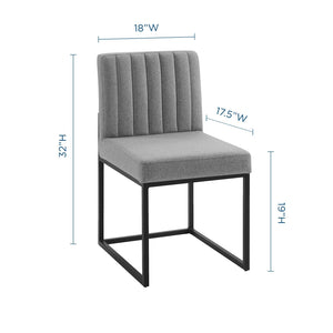 ModwayModway Carriage Channel Tufted Sled Base Upholstered Fabric Dining Chair EEI-3807 EEI-3807-BLK-LGR- BetterPatio.com