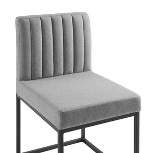 ModwayModway Carriage Channel Tufted Sled Base Upholstered Fabric Dining Chair EEI-3807 EEI-3807-BLK-LGR- BetterPatio.com