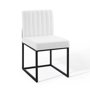 ModwayModway Carriage Channel Tufted Sled Base Upholstered Fabric Dining Chair EEI-3807 EEI-3807-BLK-WHI- BetterPatio.com