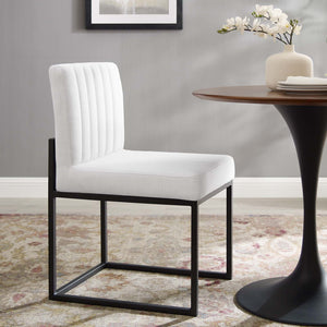 ModwayModway Carriage Channel Tufted Sled Base Upholstered Fabric Dining Chair EEI-3807 EEI-3807-BLK-WHI- BetterPatio.com