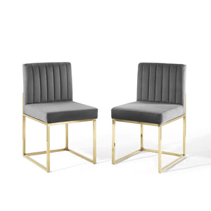 ModwayModway Carriage Dining Chair Performance Velvet Set of 2 EEI-4507 EEI-4507-GLD-CHA- BetterPatio.com