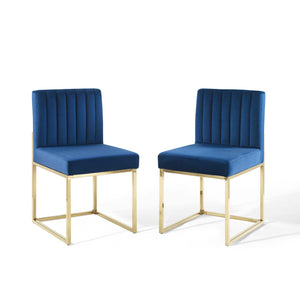 ModwayModway Carriage Dining Chair Performance Velvet Set of 2 EEI-4507 EEI-4507-GLD-NAV- BetterPatio.com