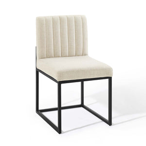 ModwayModway Carriage Dining Chair Upholstered Fabric Set of 2 EEI-4508 EEI-4508-BLK-BEI- BetterPatio.com