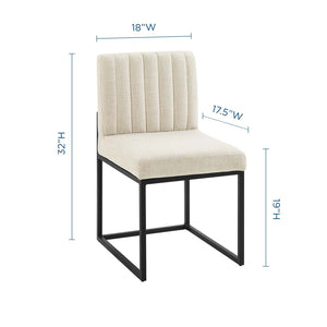 ModwayModway Carriage Dining Chair Upholstered Fabric Set of 2 EEI-4508 EEI-4508-BLK-BEI- BetterPatio.com