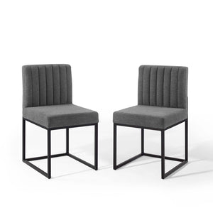 ModwayModway Carriage Dining Chair Upholstered Fabric Set of 2 EEI-4508 EEI-4508-BLK-CHA- BetterPatio.com