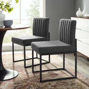 ModwayModway Carriage Dining Chair Upholstered Fabric Set of 2 EEI-4508 EEI-4508-BLK-CHA- BetterPatio.com