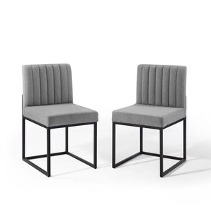 ModwayModway Carriage Dining Chair Upholstered Fabric Set of 2 EEI-4508 EEI-4508-BLK-LGR- BetterPatio.com