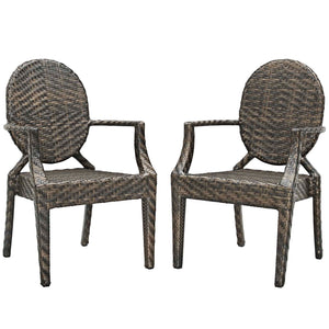 ModwayModway Casper Outdoor Patio Dining Armchair Set of 2 EEI-4012 EEI-4012-BRN- BetterPatio.com