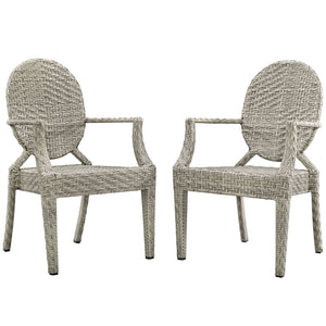 ModwayModway Casper Outdoor Patio Dining Armchair Set of 2 EEI-4012 EEI-4012-LGR- BetterPatio.com