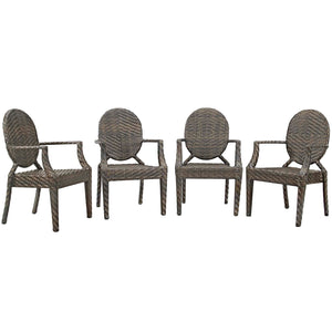 ModwayModway Casper Outdoor Patio Dining Armchair Set of 4 EEI-4013 EEI-4013-BRN- BetterPatio.com