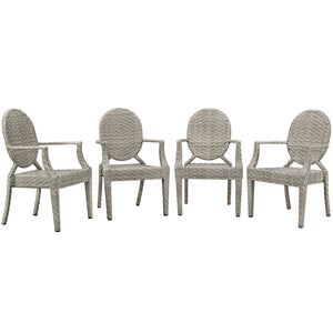 ModwayModway Casper Outdoor Patio Dining Armchair Set of 4 EEI-4013 EEI-4013-LGR- BetterPatio.com