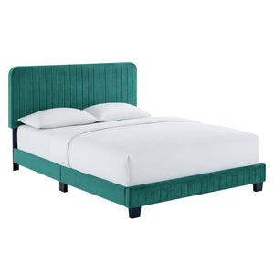 ModwayModway Celine Channel Tufted Performance Velvet King Platform Bed MOD-6333 MOD-6333-TEA- BetterPatio.com