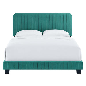 ModwayModway Celine Channel Tufted Performance Velvet King Platform Bed MOD-6333 MOD-6333-TEA- BetterPatio.com