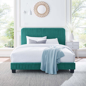 ModwayModway Celine Channel Tufted Performance Velvet Twin Platform Bed MOD-6336 MOD-6336-TEA- BetterPatio.com