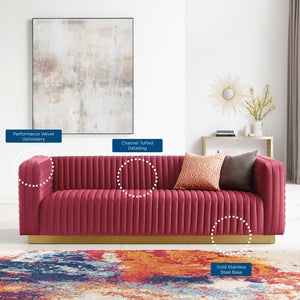 ModwayModway Charisma Channel Tufted Performance Velvet Living Room Sofa EEI-3886 EEI-3886-MAR- BetterPatio.com