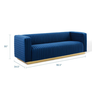 ModwayModway Charisma Channel Tufted Performance Velvet Living Room Sofa EEI-3886 EEI-3886-NAV- BetterPatio.com