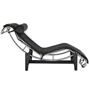 ModwayModway Charles Leather Chaise Lounge EEI-129 EEI-129-BLK- BetterPatio.com