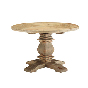 ModwayModway Column 47" Round Pine Wood Dining Table EEI-3491 EEI-3491-BRN- BetterPatio.com