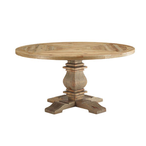 ModwayModway Column 59" Round Pine Wood Dining Table EEI-3493 EEI-3493-BRN- BetterPatio.com