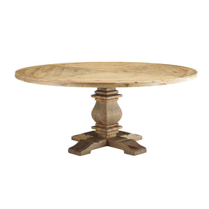 ModwayModway Column 71" Round Pine Wood Dining Table EEI-3495 EEI-3495-BRN- BetterPatio.com