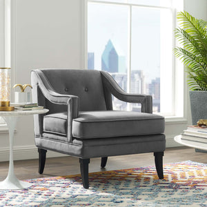 ModwayModway Concur Button Tufted Performance Velvet Armchair EEI-2996 EEI-2996-GRY- BetterPatio.com